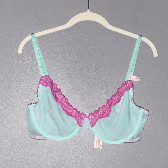 36D Victoria's Secret Tease Lace Trim Unlined Demi Bra - Picture 1 of 11